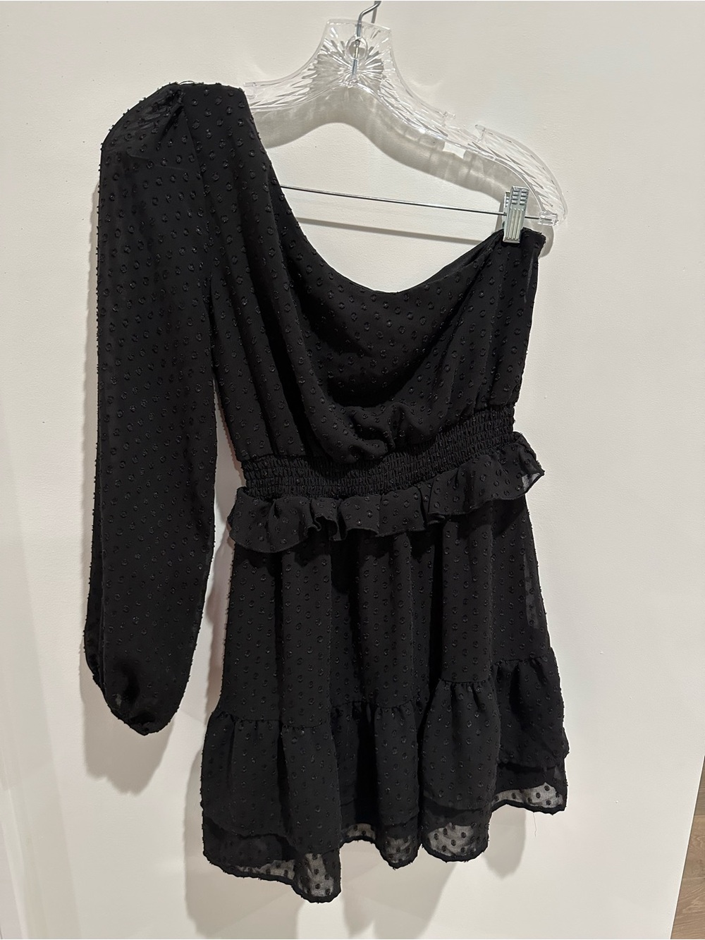 Altar'd State Black Textured One-Shoulder Dress
